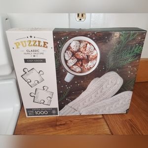 Brand New Winter Hot Cocoa Mittens Holiday Family Past Time 1000 Piece Puzzle.